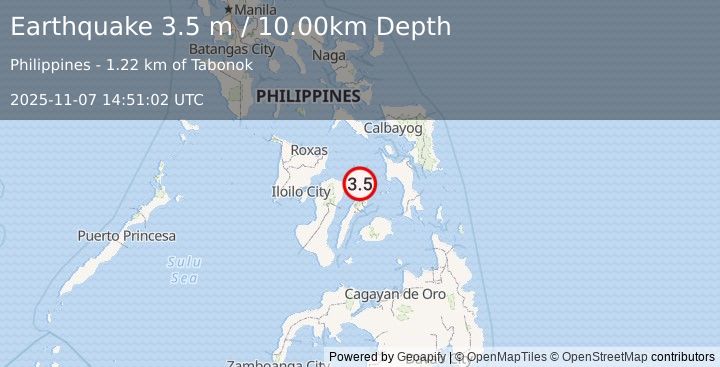 Earthquake NEGROS- CEBU REG, PHILIPPINES (3.5 m) (2025-11-07 14:51:02 UTC)