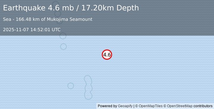 Earthquake IZU ISLANDS, JAPAN REGION (4.6 mb) (2025-11-07 14:52:01 UTC)