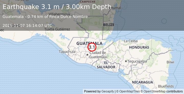 Earthquake GUATEMALA (3.1 m) (2025-11-07 16:14:07 UTC)