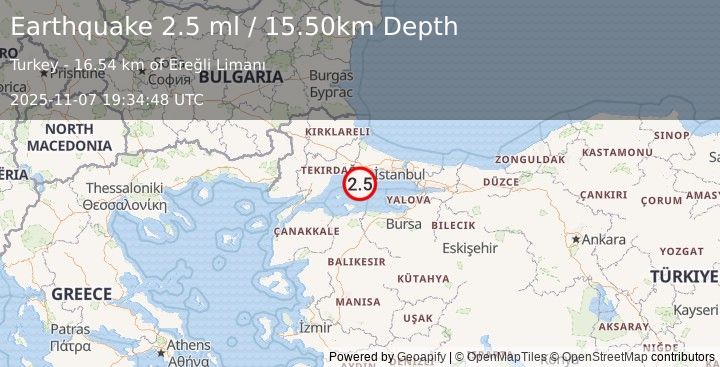 Earthquake WESTERN TURKEY (2.5 ml) (2025-11-07 19:34:48 UTC)