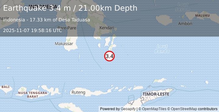 Earthquake FLORES SEA (3.4 m) (2025-11-07 19:58:16 UTC)