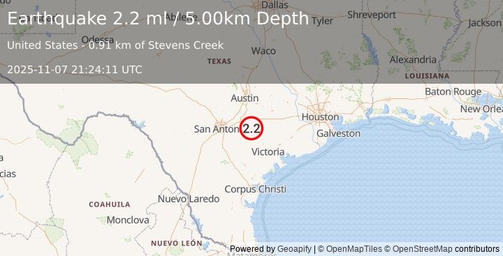 Earthquake SOUTHERN TEXAS (2.2 ml) (2025-11-07 21:24:11 UTC)