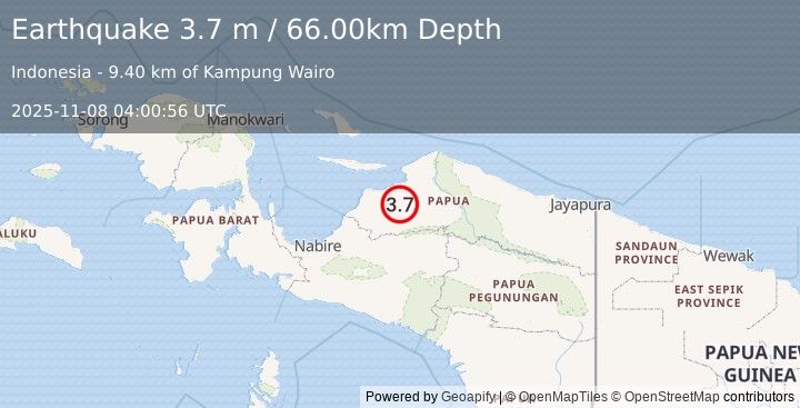 Earthquake PAPUA, INDONESIA (3.7 m) (2025-11-08 04:00:56 UTC)