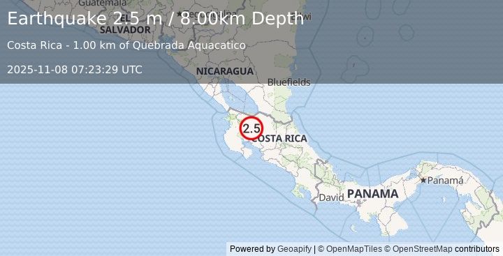 Earthquake COSTA RICA (2.5 m) (2025-11-08 07:23:29 UTC)