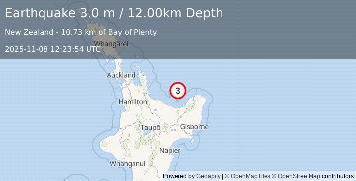 Earthquake OFF E. COAST OF N. ISLAND, N.Z. (3.0 m) (2025-11-08 12:23:54 UTC)