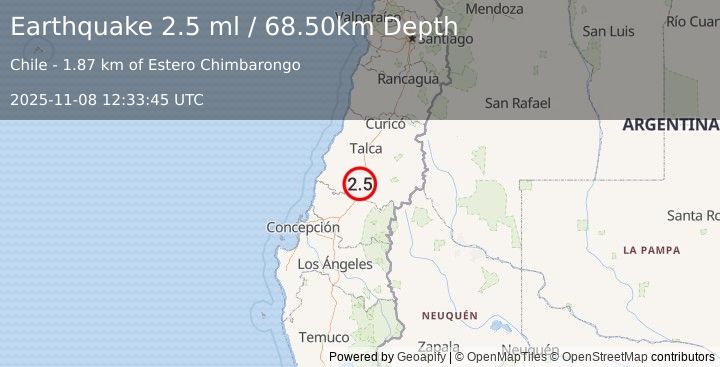 Earthquake MAULE, CHILE (2.5 ml) (2025-11-08 12:33:45 UTC)