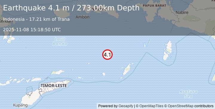 Earthquake BANDA SEA (3.7 m) (2025-11-08 15:19:13 UTC)