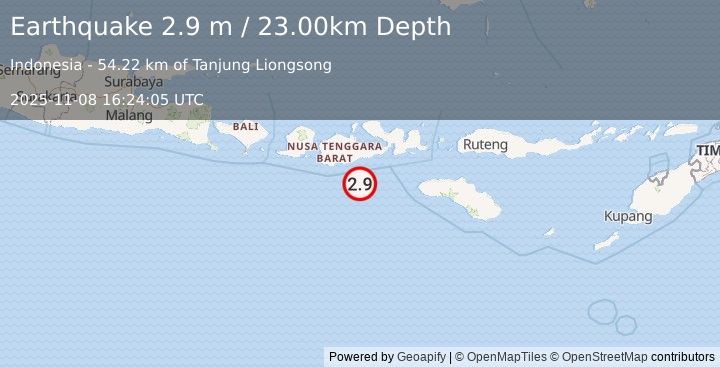 Earthquake SUMBAWA REGION, INDONESIA (2.9 m) (2025-11-08 16:24:05 UTC)