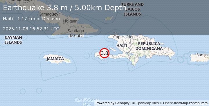 Earthquake HAITI REGION (3.8 m) (2025-11-08 16:52:31 UTC)