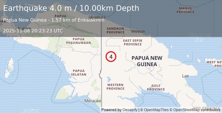 Earthquake NEW GUINEA, PAPUA NEW GUINEA (4.0 m) (2025-11-08 20:23:23 UTC)