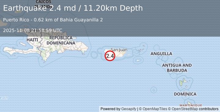 Earthquake PUERTO RICO (2.4 md) (2025-11-08 21:58:59 UTC)