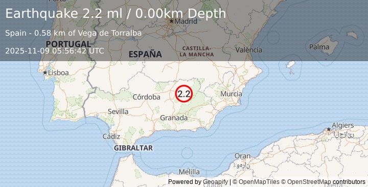 Earthquake SPAIN (2.2 ml) (2025-11-09 05:56:42 UTC)