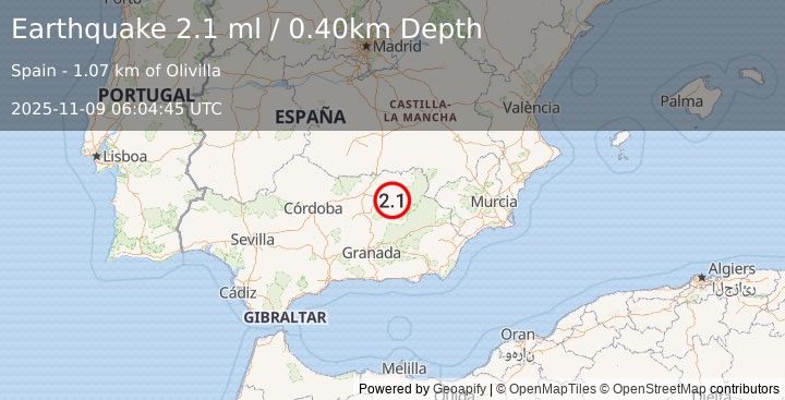 Earthquake SPAIN (2.1 ml) (2025-11-09 06:04:45 UTC)