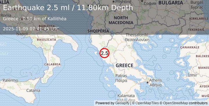 Earthquake GREECE (2.5 ml) (2025-11-09 07:41:45 UTC)