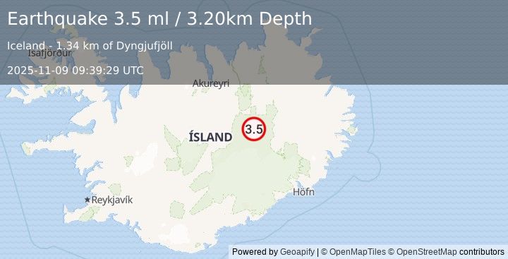 Earthquake ICELAND (3.5 ml) (2025-11-09 09:39:29 UTC)