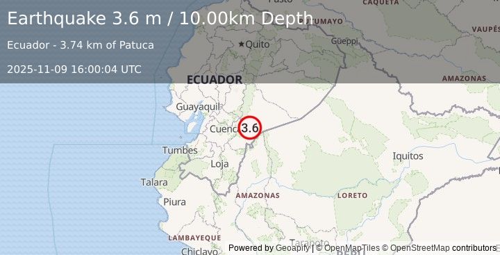 Earthquake ECUADOR (3.5 ml) (2025-11-09 15:59:59 UTC)