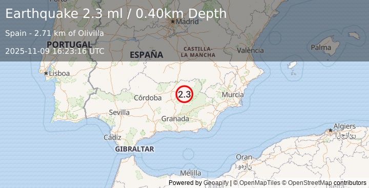 Earthquake SPAIN (2.3 ml) (2025-11-09 16:23:16 UTC)