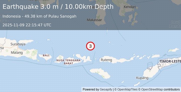 Earthquake FLORES SEA (3.0 m) (2025-11-09 22:15:47 UTC)