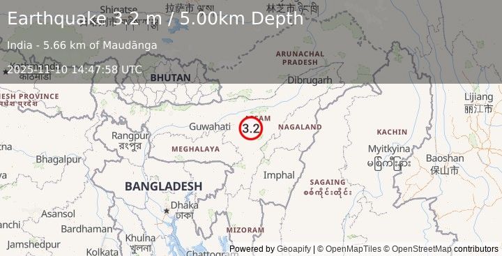 Earthquake ASSAM, INDIA (3.2 m) (2025-11-10 14:47:58 UTC)