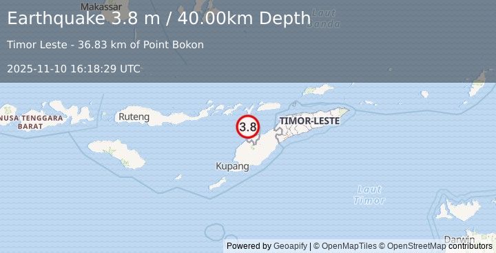Earthquake KEPULAUAN ALOR, INDONESIA (3.8 m) (2025-11-10 16:18:29 UTC)