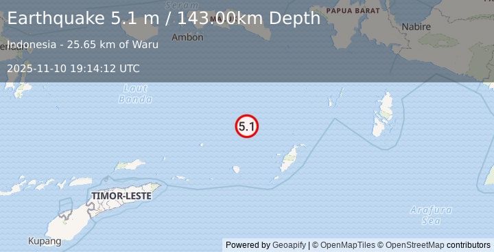 Earthquake BANDA SEA (4.9 mb) (2025-11-10 19:14:13 UTC)