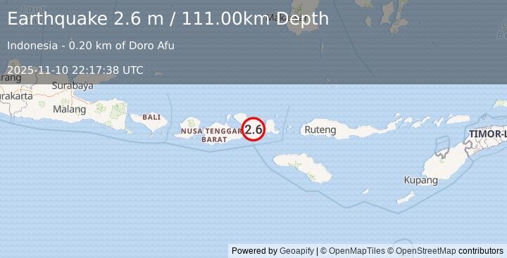 Earthquake SUMBAWA REGION, INDONESIA (2.6 m) (2025-11-10 22:17:38 UTC)