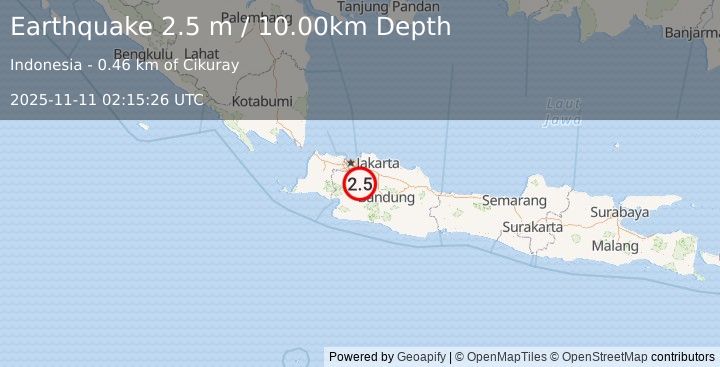 Earthquake JAVA, INDONESIA (2.5 m) (2025-11-11 02:15:26 UTC)