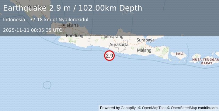 Earthquake JAVA, INDONESIA (2.9 m) (2025-11-11 08:05:35 UTC)
