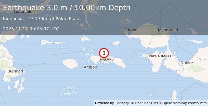 Earthquake SERAM, INDONESIA (3.0 m) (2025-11-11 09:23:07 UTC)