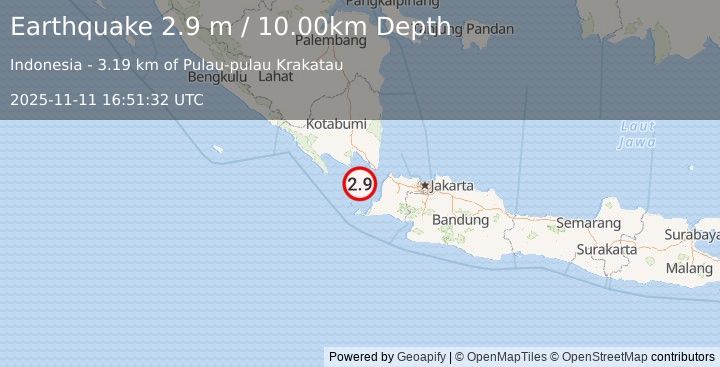 Earthquake SUNDA STRAIT, INDONESIA (2.9 m) (2025-11-11 16:51:32 UTC)