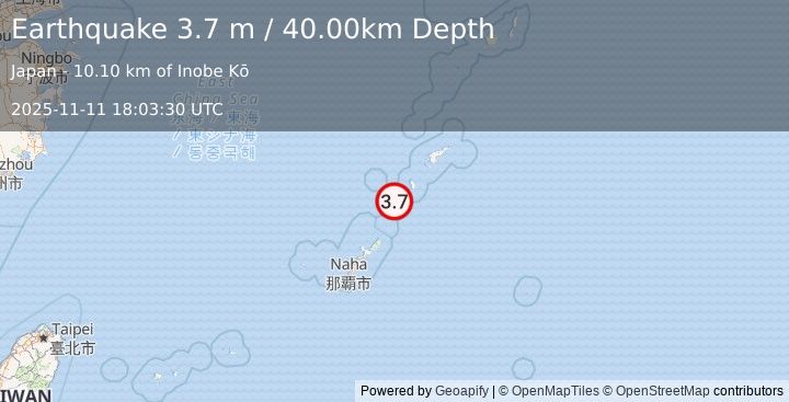 Earthquake RYUKYU ISLANDS, JAPAN (3.7 m) (2025-11-11 18:03:30 UTC)