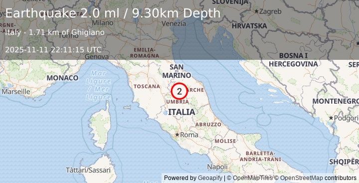 Earthquake CENTRAL ITALY (2.0 ml) (2025-11-11 22:11:15 UTC)