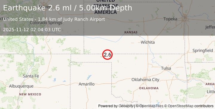 Earthquake OKLAHOMA (2.3 ml) (2025-11-12 02:04:02 UTC)