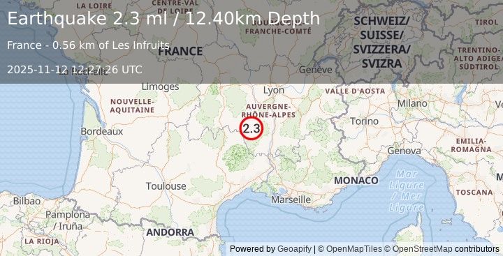 Earthquake FRANCE (2.3 ml) (2025-11-12 12:27:26 UTC)