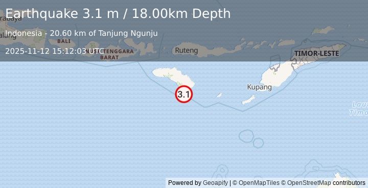 Earthquake SUMBA REGION, INDONESIA (3.1 m) (2025-11-12 15:12:03 UTC)