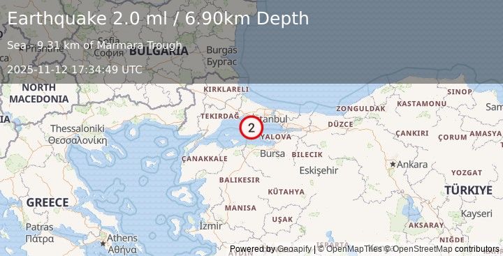 Earthquake WESTERN TURKEY (2.0 ml) (2025-11-12 17:34:49 UTC)