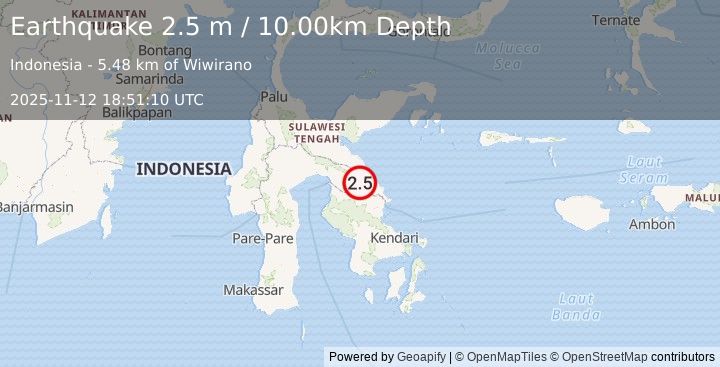 Earthquake SULAWESI, INDONESIA (2.5 m) (2025-11-12 18:51:10 UTC)