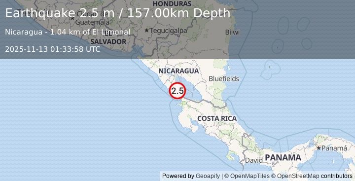Earthquake NICARAGUA (2.5 m) (2025-11-13 01:33:58 UTC)