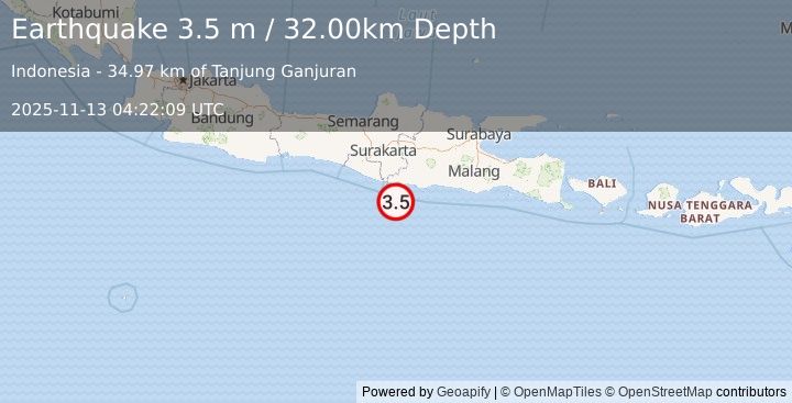 Earthquake JAVA, INDONESIA (3.5 m) (2025-11-13 04:22:09 UTC)