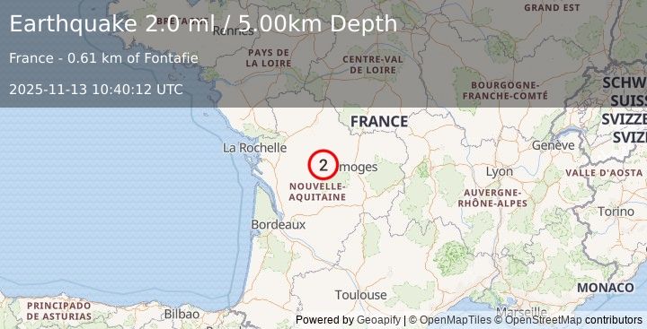 Earthquake FRANCE (2.0 ml) (2025-11-13 10:40:12 UTC)