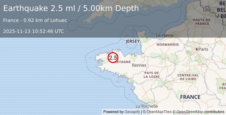 Earthquake FRANCE (2.5 ml) (2025-11-13 10:52:46 UTC)