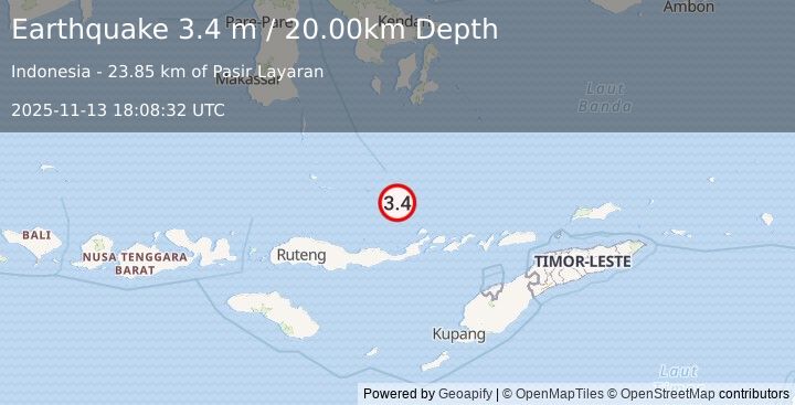 Earthquake FLORES SEA (3.4 m) (2025-11-13 18:08:32 UTC)