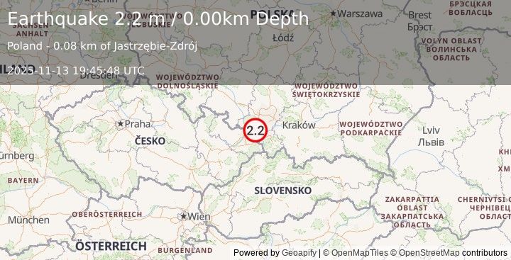 Earthquake POLAND (2.2 m) (2025-11-13 19:45:48 UTC)