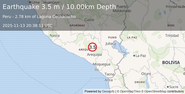 Earthquake SOUTHERN PERU (3.5 m) (2025-11-13 20:38:13 UTC)