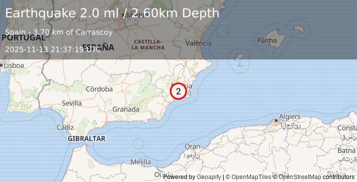 Earthquake SPAIN (2.0 ml) (2025-11-13 21:37:19 UTC)