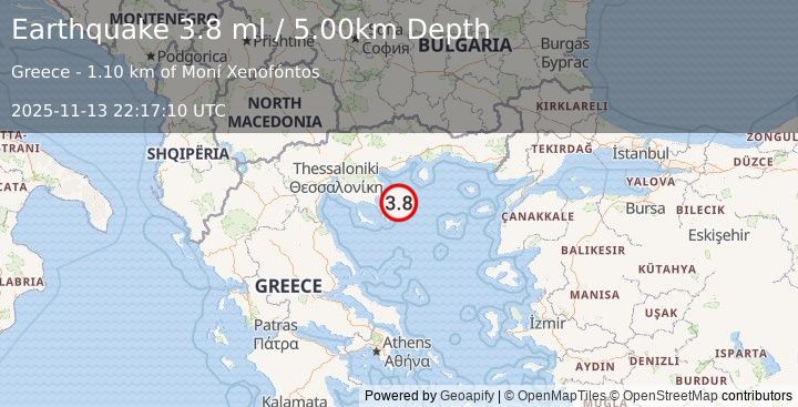 Earthquake AEGEAN SEA (3.8 ml) (2025-11-13 22:17:10 UTC)