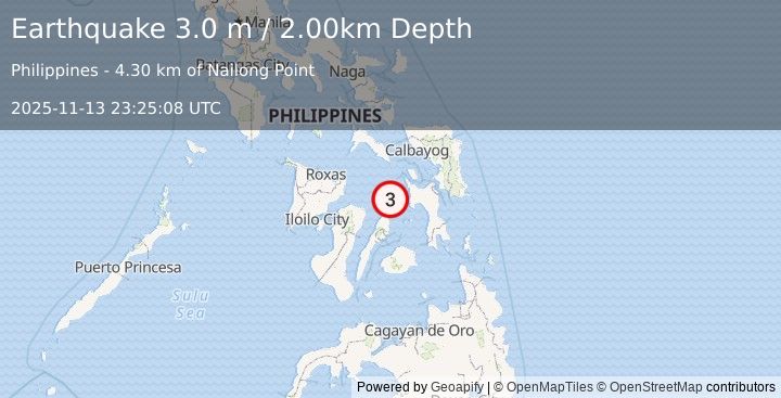 Earthquake LEYTE, PHILIPPINES (3.0 m) (2025-11-13 23:25:08 UTC)