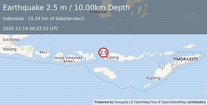 Earthquake FLORES REGION, INDONESIA (2.5 m) (2025-11-14 00:22:22 UTC)