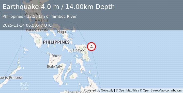 Earthquake SAMAR, PHILIPPINES (4.0 m) (2025-11-14 06:58:47 UTC)
