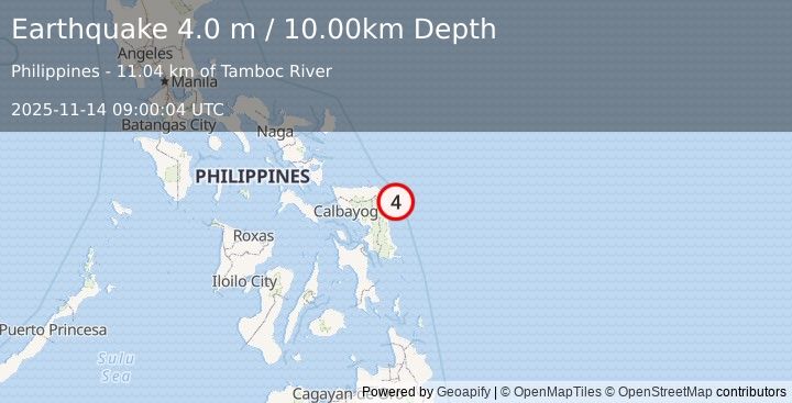 Earthquake SAMAR, PHILIPPINES (4.0 m) (2025-11-14 09:00:04 UTC)
